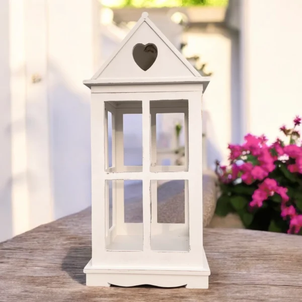 country heart cut-out wooden lantern