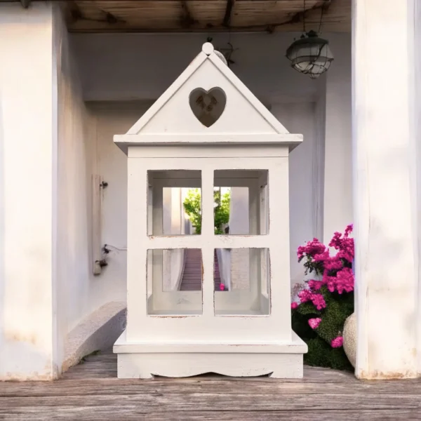 country heart cut-out wooden lantern