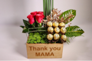 box of flowers and chocolate