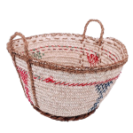 Woven basket with colored strings