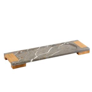 Service Tray Marble + Wood Hand - Gray