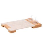 Service Tray Marble with Cup Holder Wood