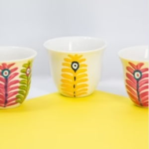 Peacock Feather – Arabic Coffee Cups (Set of 6)