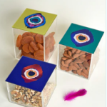 Bird & Flower Pink Blooms – Acrylic Box Set of 3