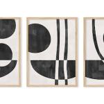 Set of 3 monochrome modern art