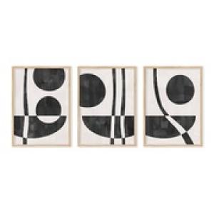 Set of 3 monochrome modern art