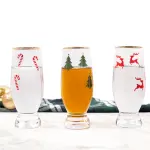 Pasabahce Aquatic 6 Highball Glasses Set - Holiday Series with Gold Rim
