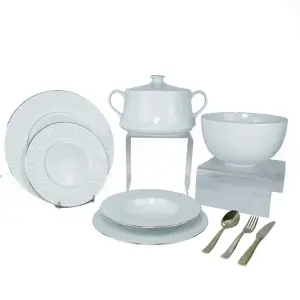 Tunisie Brillio Dinner Set with Gold Rim