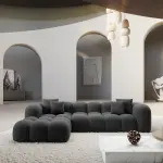 Lounge L-Shap 3 Seats Sofa Dark Grey