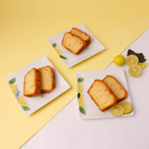 Fresh Lemons with Blue Dessert Plates Set of Six