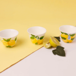Fresh Lemons with Blue Arabic Coffee Cups Set of Six