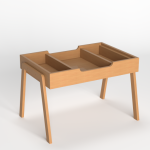 Double faced table with storage