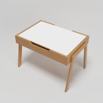 Double faced table with storage