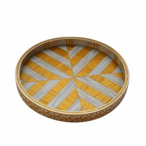 Striped tray in gold