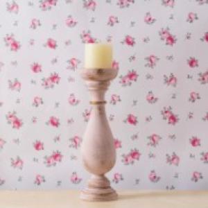 Country Carved Wooden Candle Holder