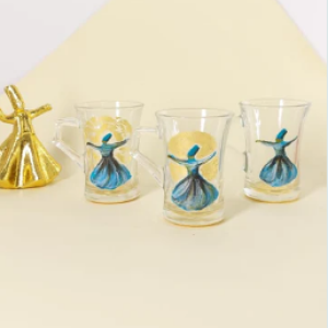 Gold Dancing Dervish Tea Cups With Handle Set of Six