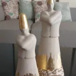 Standing Dervish With Gold Leaf with Calligraphy set of 2