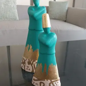 Standing Dervish With Gold Leaf with Calligraphy set of 2