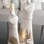 Standing Dervish With Gold Leaf with Calligraphy set of 2