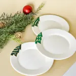 Evergreen Tree Accents with a Touch of Gold – Dessert Plates (Set of Six)