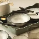 Grooven dinner set 24 porcelain plates