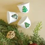 Evergreen Tree Accents with a Touch of Gold – Arabic Coffee Cups (Set of Six)