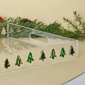 Evergreen Tree Accents with a Touch of Gold – Acrylic Tray