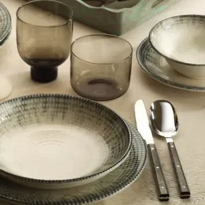 Groove dinner set 24 porcelain plates