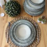 Groove dinner set 24 porcelain plates