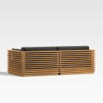 Batten Teak Outdoor 2 Seats Sofa