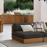 Batten Teak Outdoor 2 Seats Sofa