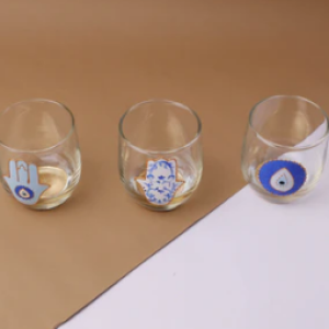 Blue Fatima Hands & Eyes Water Cups Set of Six