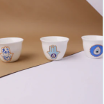 Blue Fatima Hands & Eyes Arabic Coffee Cups Set of Six