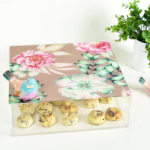 Bird & Flower Pink Blooms – Acrylic Square Box