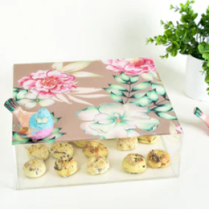 Bird & Flower Pink Blooms – Acrylic Square Box