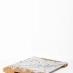 Service Tray Marble with Cup Holder Wood