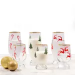 Pasabahce Aquatic 6 Highball Glasses Set - Holiday Series with Gold Rim