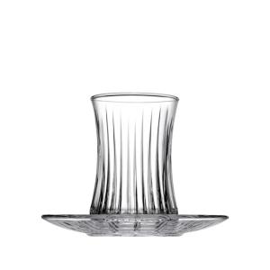 Pasabahce Elysia Tea Glass & Saucer Set - 6 pieces, 170ml