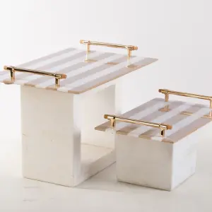 Service Tray with Stainless Handle