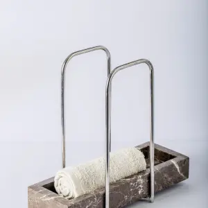 Elegant Towels Holder - Small 7.5 x16 CM Height 26 CM / Gray / Silver Matte