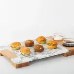 Service Tray Marble with Cup Holder Wood