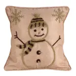 Sparkle Snowman Cushion in Gold
