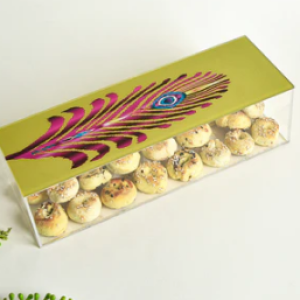 Peacock Feather – Acrylic Long Box (30x10 cm)