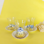 Blue Easter Egg Tea Cups With Saucers Set of Six