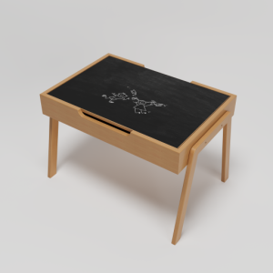 Double faced table with storage