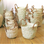 Basket with coir handles