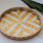 Striped tray in gold