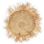 Round Raffia Cushion with Fringes