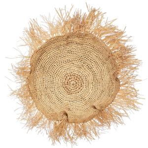 Round Raffia Cushion with Fringes