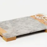 Service Tray Marble with Cup Holder Wood